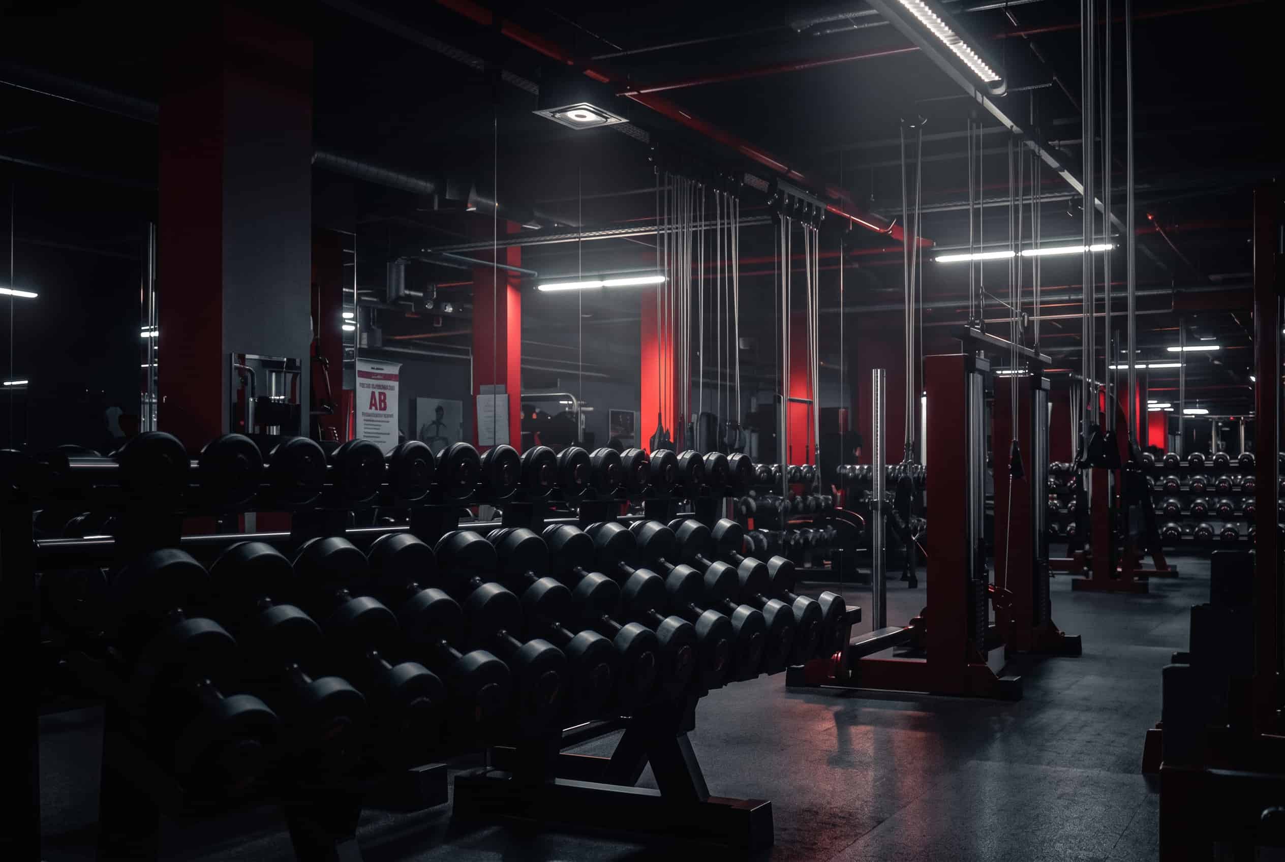 Gimnasio profesional con equipos de alto rendimiento